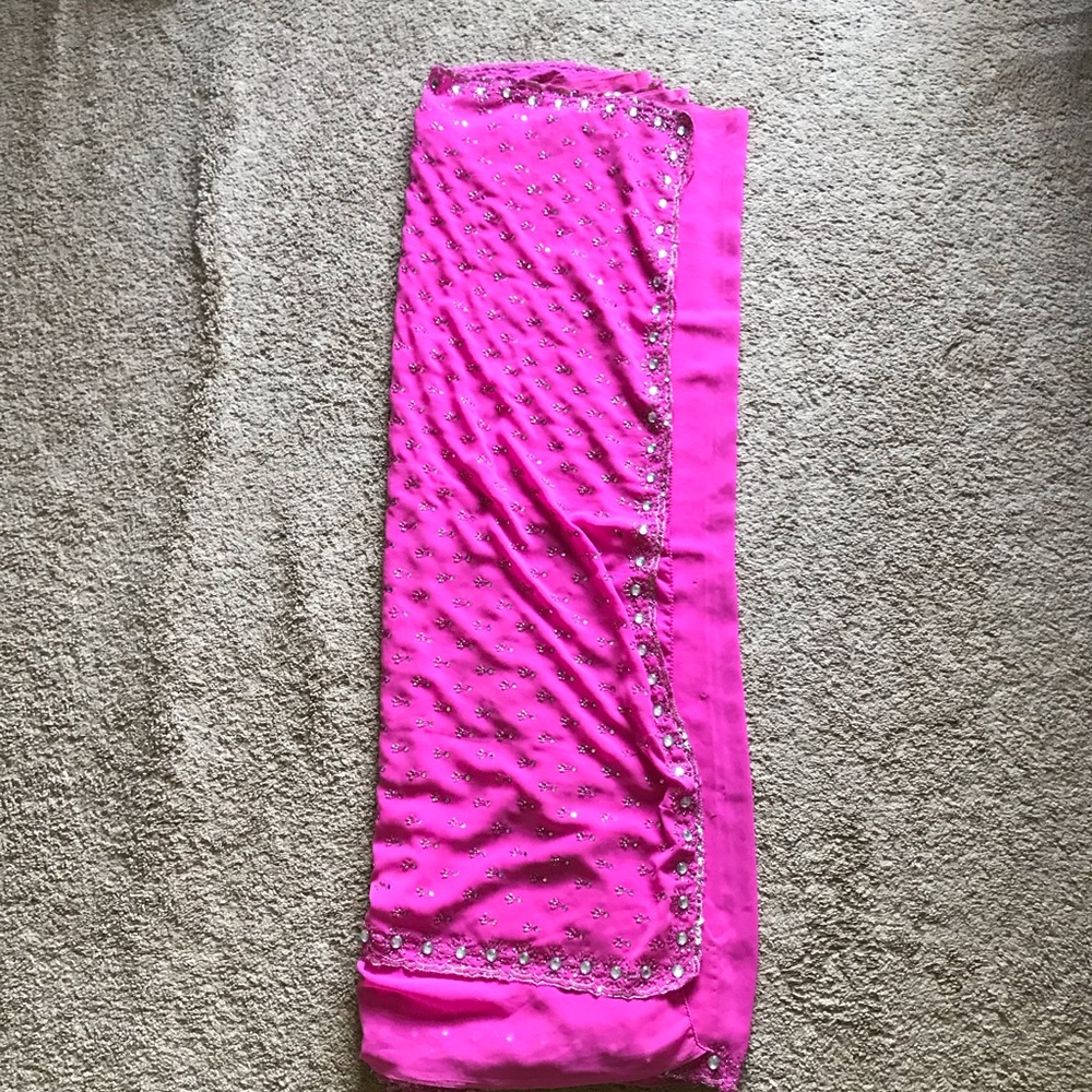 Pink Georgette Sari